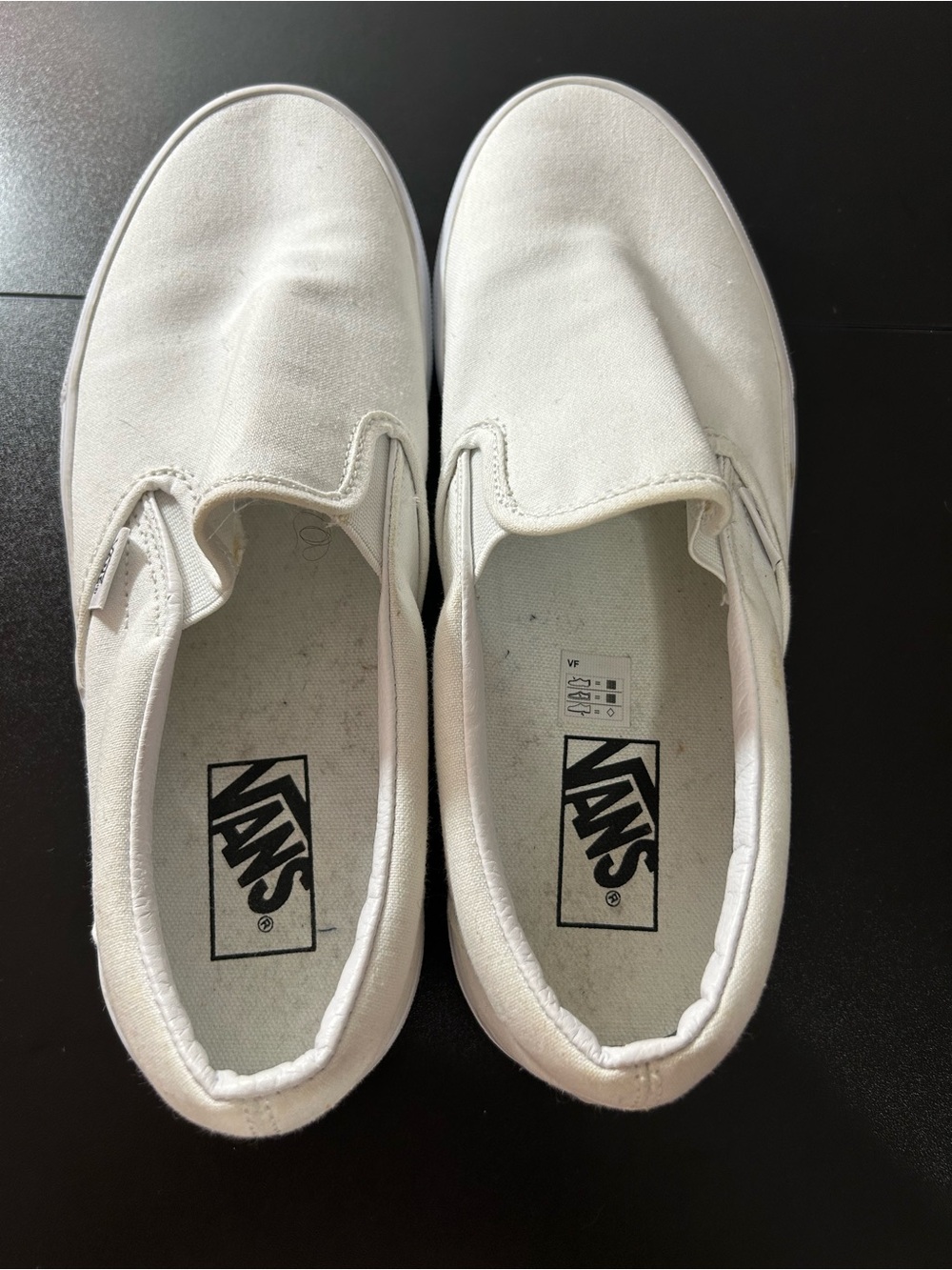 Vans Classic Slip-On White Canvas Sneakers Men 9 Women 10.5
